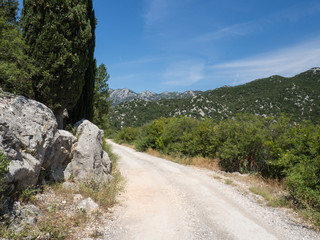 Fototapeta na wymiar Old road around the beautiful Bacina lakes in Dalmatia,Croatia - holiday destination