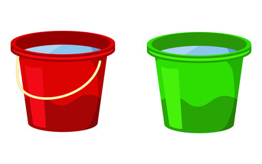 Bucket of water. Vector illustration on white background.