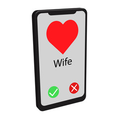 Smartphone with incoming call. Vector illustration on white background.