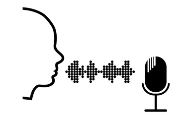 Voice recognition. Microphone. Artificial intelligence. Vector illustration.
