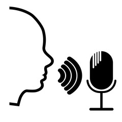 Voice recognition. Microphone. Artificial intelligence. Vector illustration.