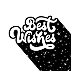 Best Wishes greeting card with hand drawn lettering compositionand and stars