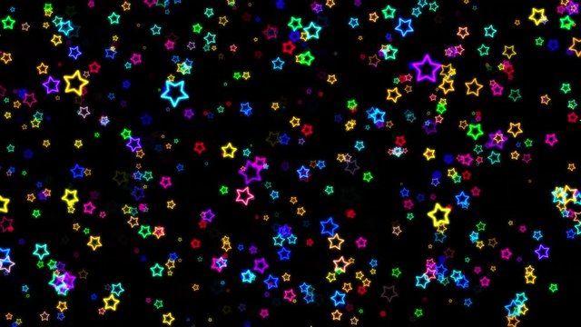 Neon Stars 3 - from Right to Left- Colorful Pop- Motion Graphic -10sec Seamless Loop -4K UHD- 3840-2160