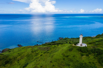 Fototapeta na wymiar Top view of Cape Hirakubozaki in Ishigaki island with sunshine