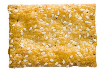 Puff Cookies With Sesame Seeds Isolated On A White Background. Texture. Close-Up.