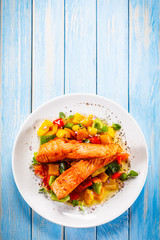 Grilled salmon and vegetables