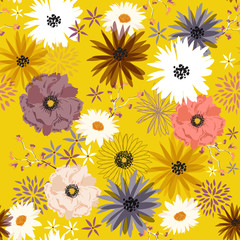 Vintage Liberty flower seamless pattern ,Gentle blooming trendy  in mid-scale flower. Floral meadow background for textile, fabric, covers, manufacturing,