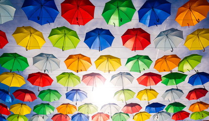 Fototapeta na wymiar City. Colorful umbrellas