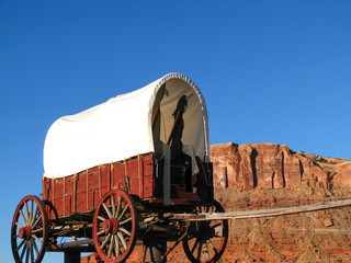 Covered Wagon Display in Southwest Mountains