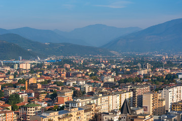 Fototapeta na wymiar Roofs of Brescia city, Italy.