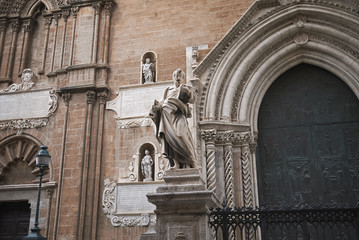 Palermo, Italy - September 07, 2018 : View of the main facade of Palermo cathedral