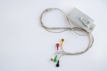 Device of holter monitoring  on white background. The concept of diagnosis and treatment of...