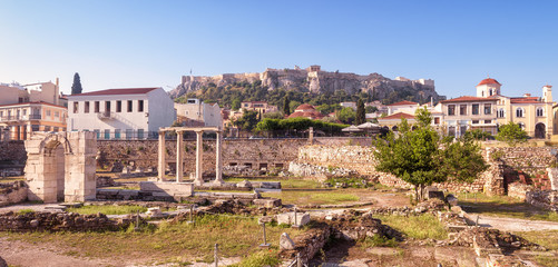 Fototapeta na wymiar Panoramic view of the Library of Hadrian, Athens, Greece