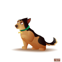 Cartoon dog gives a paw.