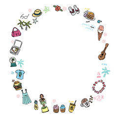 ハワイ　アイコン　フレーム　イラスト
