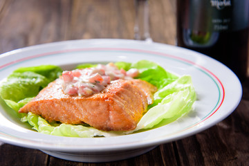 fresh salad with salmon