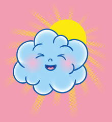 The cute smiling joyful lovely cloud. Cartoon vector character illustration