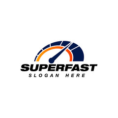 Obraz premium speed indicator vector logo design. speedometer symbol design template