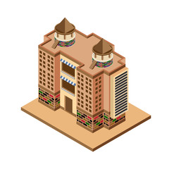 Vector isometric icon apartment building city infrastructure,