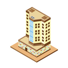 Vector isometric icon apartment building city infrastructure,