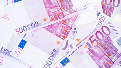 500 euro banknotes. closeup of euro cash money