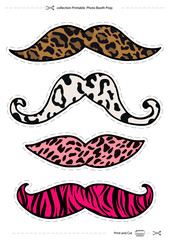 mustache with animal pattern,DYI, props for photo shoots
