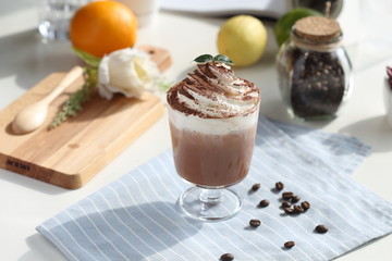 Mint cocoa with cream