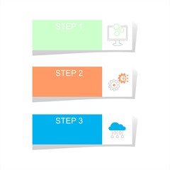 Infographic design elements for business data with three options, parts, steps, levels or processes. Vector graphic Illustration.