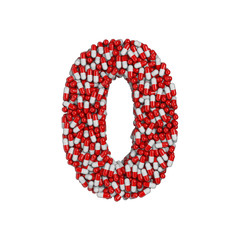 pills number 0 -  3d pharmaceutical digit - therapy, laboratory or healthcare concept