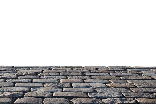 Old stone road isolated on white background, for display or montage your products. Clipping path included.