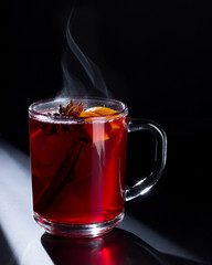 Mulled wine on black.