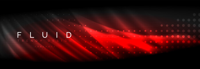 Liquid neon flowing waves, glowing light lines background