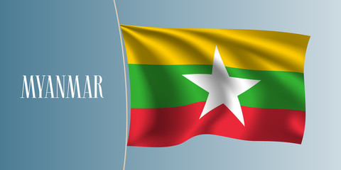 Burma waving flag vector illustration. Iconic design element