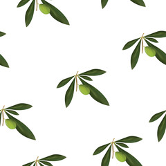 seamless pattern with green olive tree vector - floral pattern