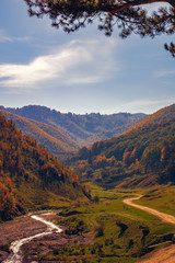 the road between the autumn hills, Rasinari village, Sibiu county, Romania