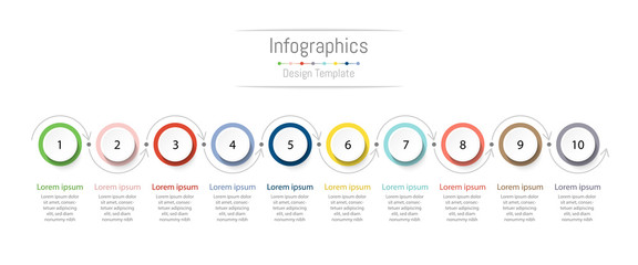 Infographic design elements for your business data with 10 options, parts, steps, timelines or processes. Vector Illustration.