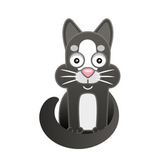 cute cartoon black cat on white background vector