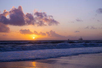 Oil Rig in Sun Set