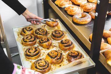 Bakery products on the counter. Food industry