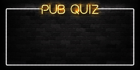 Vector realistic isolated neon sign of Pub Quiz frame logo for decoration and covering on the wall background.