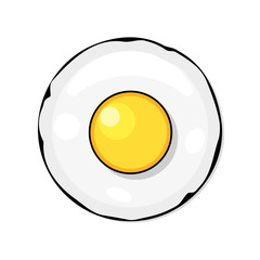 Fried eggs, omelet in cartoon flat style.