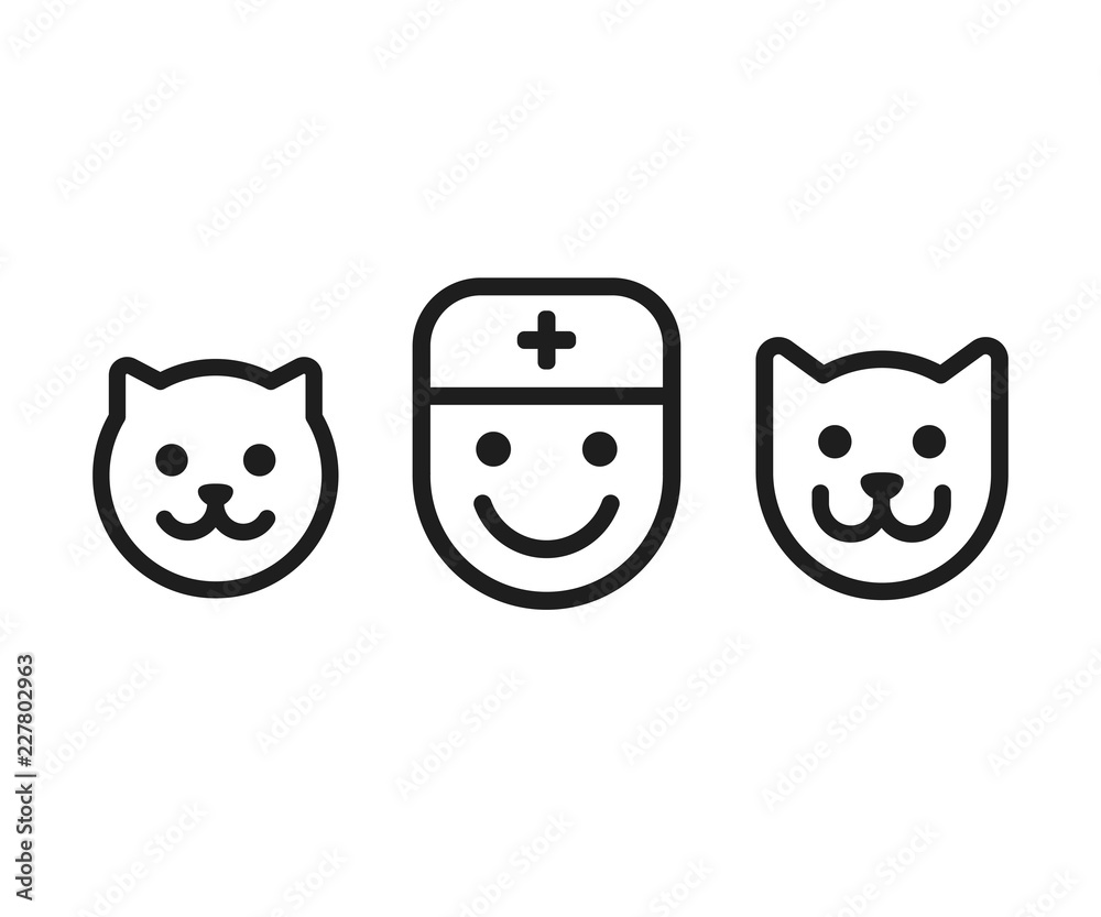 Wall mural Cat, dog and veterinary doctor icons