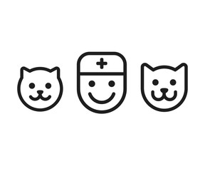 Cat, dog and veterinary doctor icons