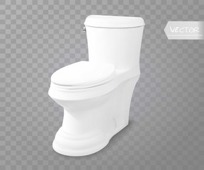 Toilet mockup, white toilet in 3d illustration isolated on transparent background.