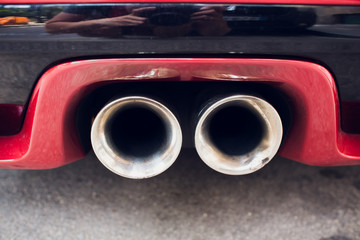 New generation of sportive mufflers. Rectangular Car Exhaust Tail red.