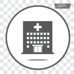 Obraz premium Hospital icon cross building isolated on transparent background.