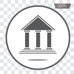 Bank vector icon, building vector icon isolated on transparent background.