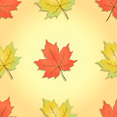 Autumn seamless pattern. Maple leaves. Vector illustration