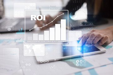 ROI graph, Return on investment, Stock Market and Trading Business and Internet Concept.