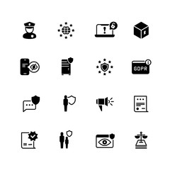 Gdpr icons. Privacy, cookie policy. World compliant safety and confidential business vector symbols. Illustration of gdpr protection data, security and privacy internet